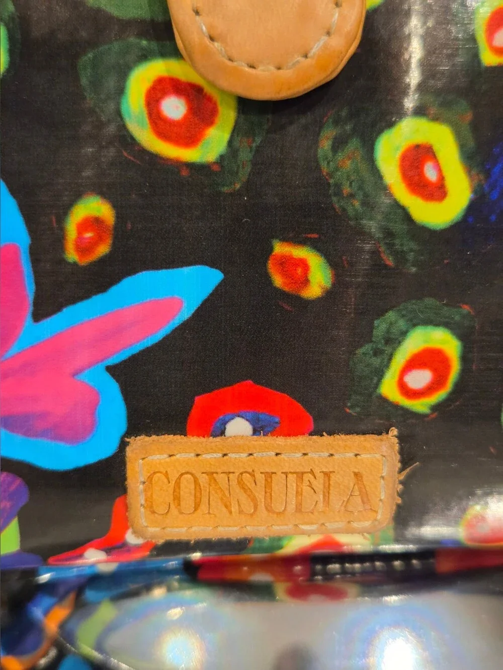 Consuela Sophie Multicolor Floral Wallet with Tan Trim